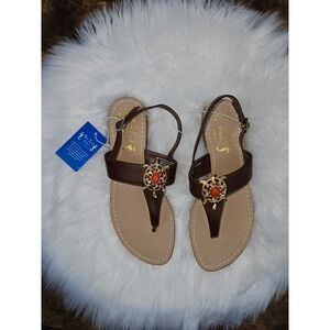 Miss Trish of Capri for Target Brown Turtle Sandals Embellished Size 6.5 NEW